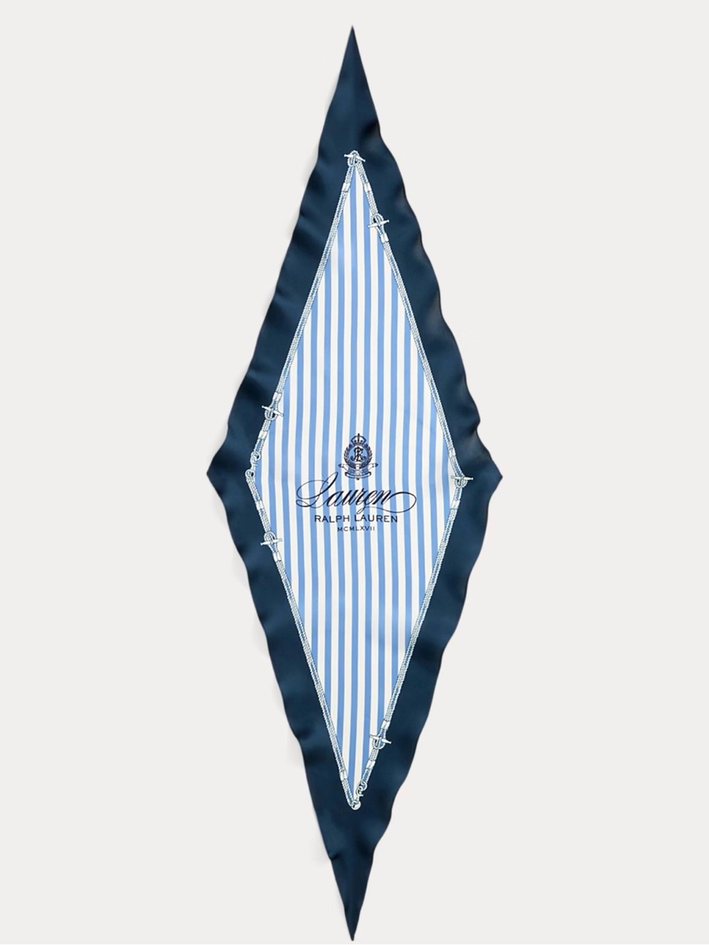 Ralph Lauren Navy and Light Blue Striped Silk Scarf - Picture 2 of 4